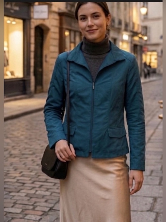 Lafayette 148 New York Jackets & Blazers - Lafayette 148 NY Nala Teal Zip Front Career Blazer Jacket Travel Size 12